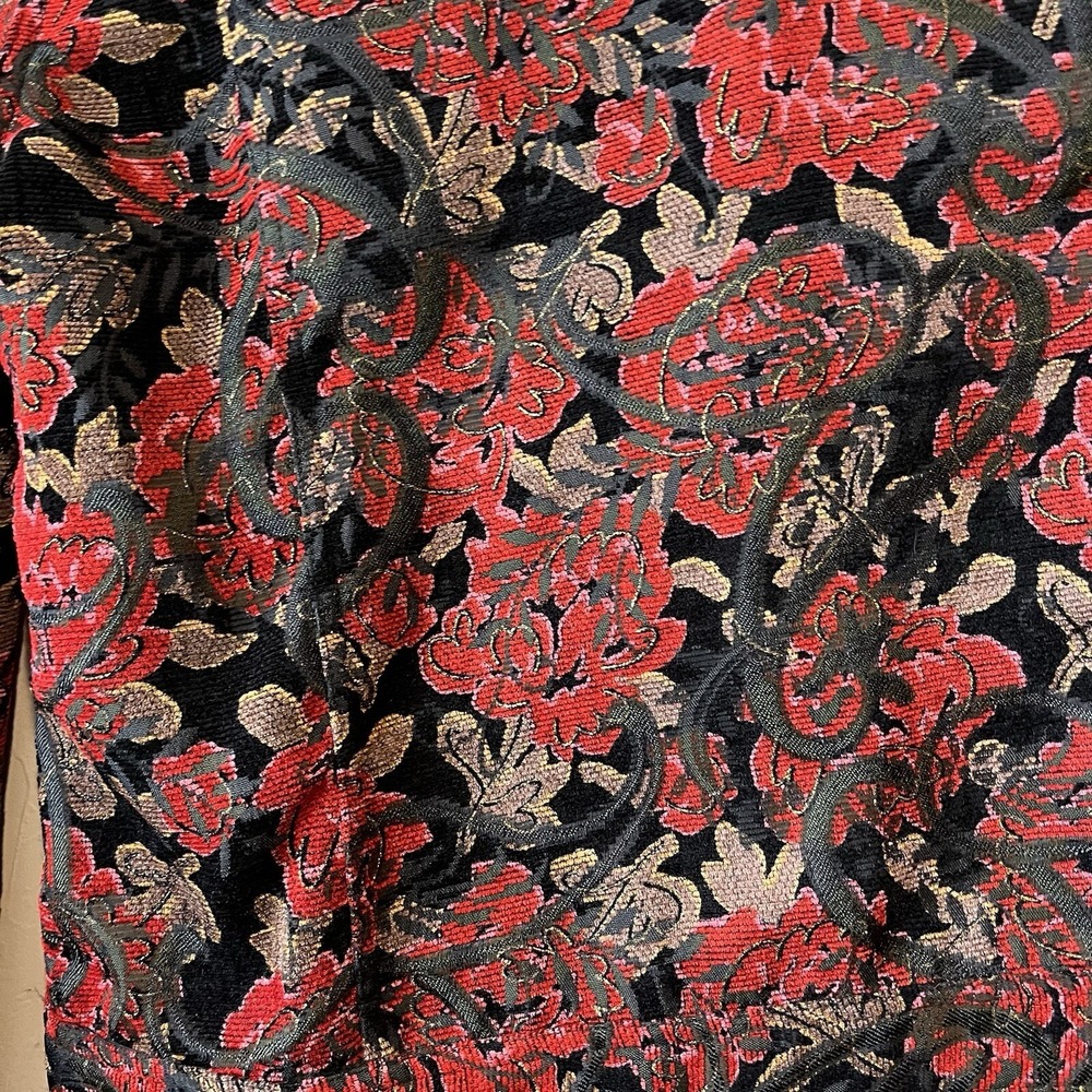 Women's Jacket Red Embroidered Dark Floral Corduroy Jean Whimsigoth‎ Grunge M - Picture 8 of 8